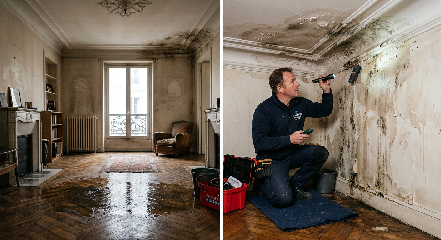 Intervention urgente dégât des eaux dans un appartement à Poissy