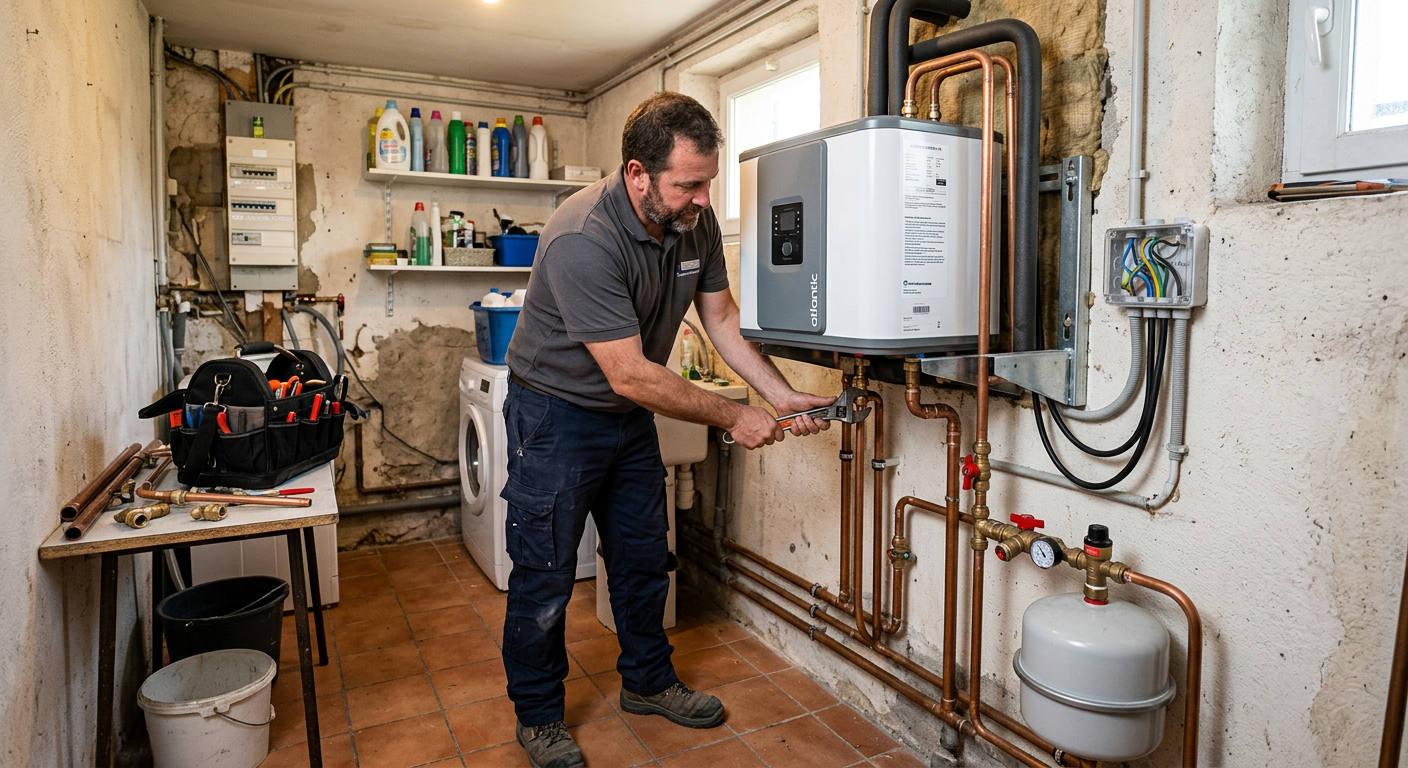 Pose de chauffe-eau thermodynamique par un plombier à Poissy